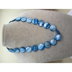 Blue Round Shell Bead Necklace